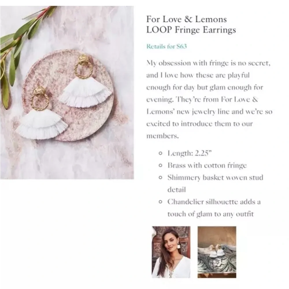 For Love & Lemons‎ Loop Fringe Earrings Post Back